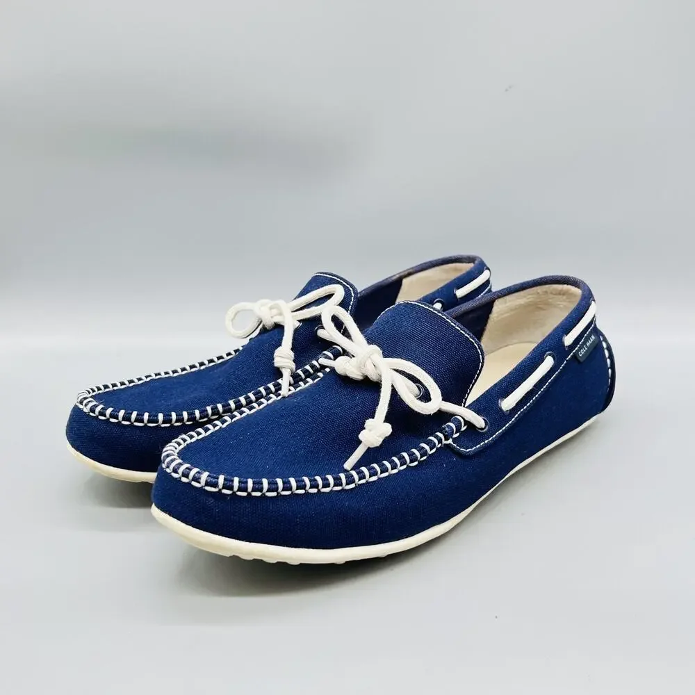 Cole Haan Shoes Mens 10.5 Blue Canvas Grand OS Boat Moc Loafers Casual Comfort